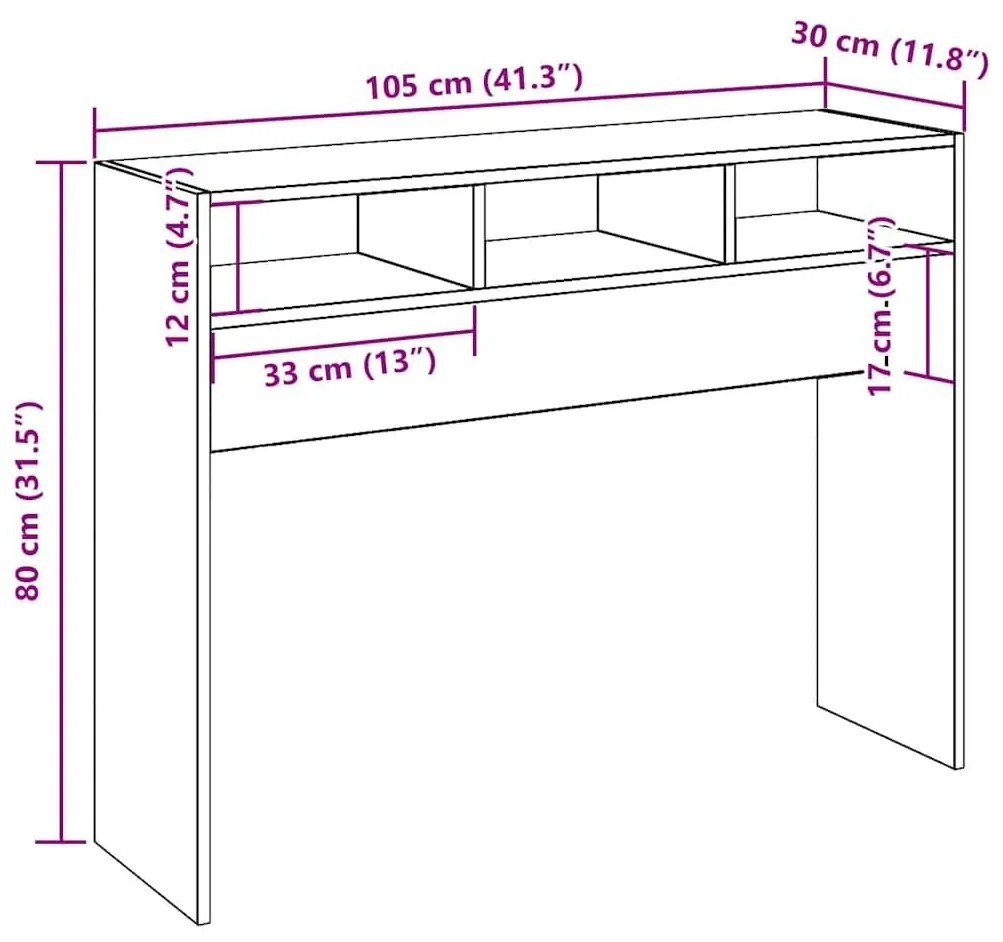 Τραπέζι Κονσόλα Παλιό ξύλο 105 x 30 x 80 εκ. από Μοριοσανίδα - Καφέ