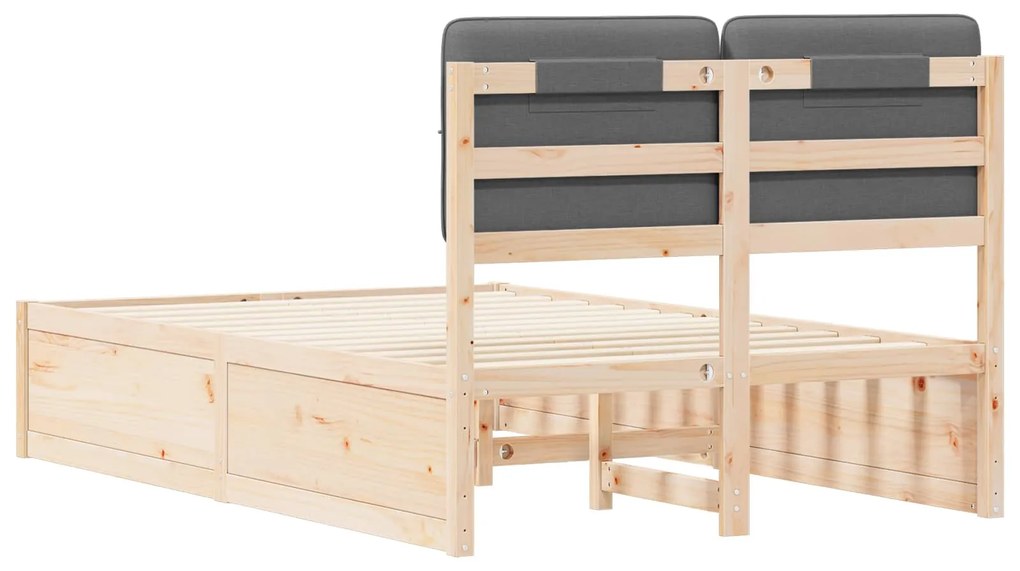 vidaXL Σκελετός Κρεβατιού με Επενδεδυμένο Κεφαλάρι Σκούρο Γκρι