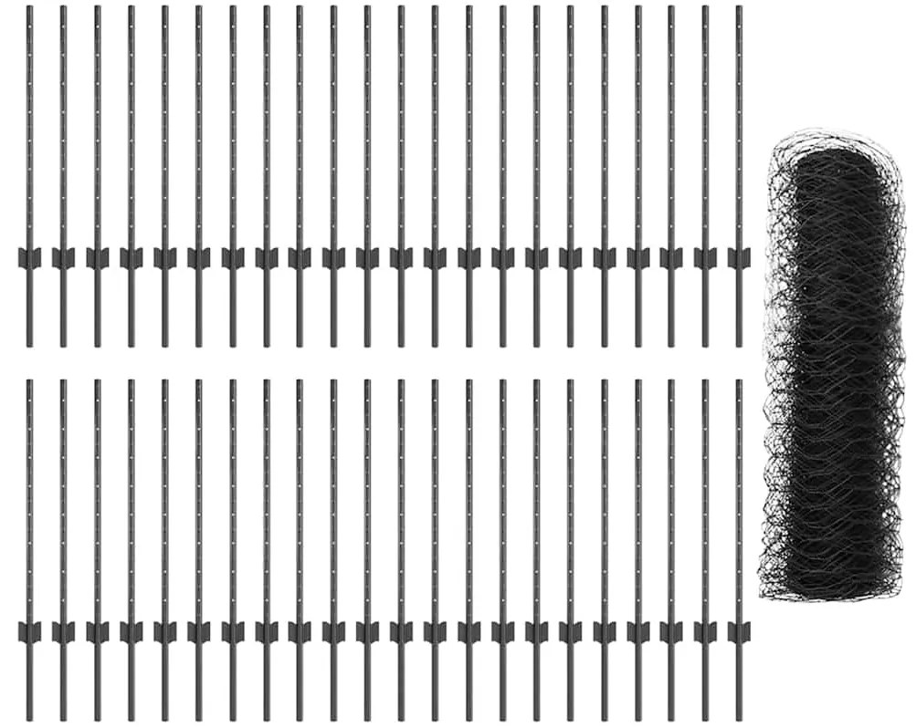 vidaXL Τεντώτο με στήριγμα Γκρι 0,8 x 100 μ Χάλυβας και PVC