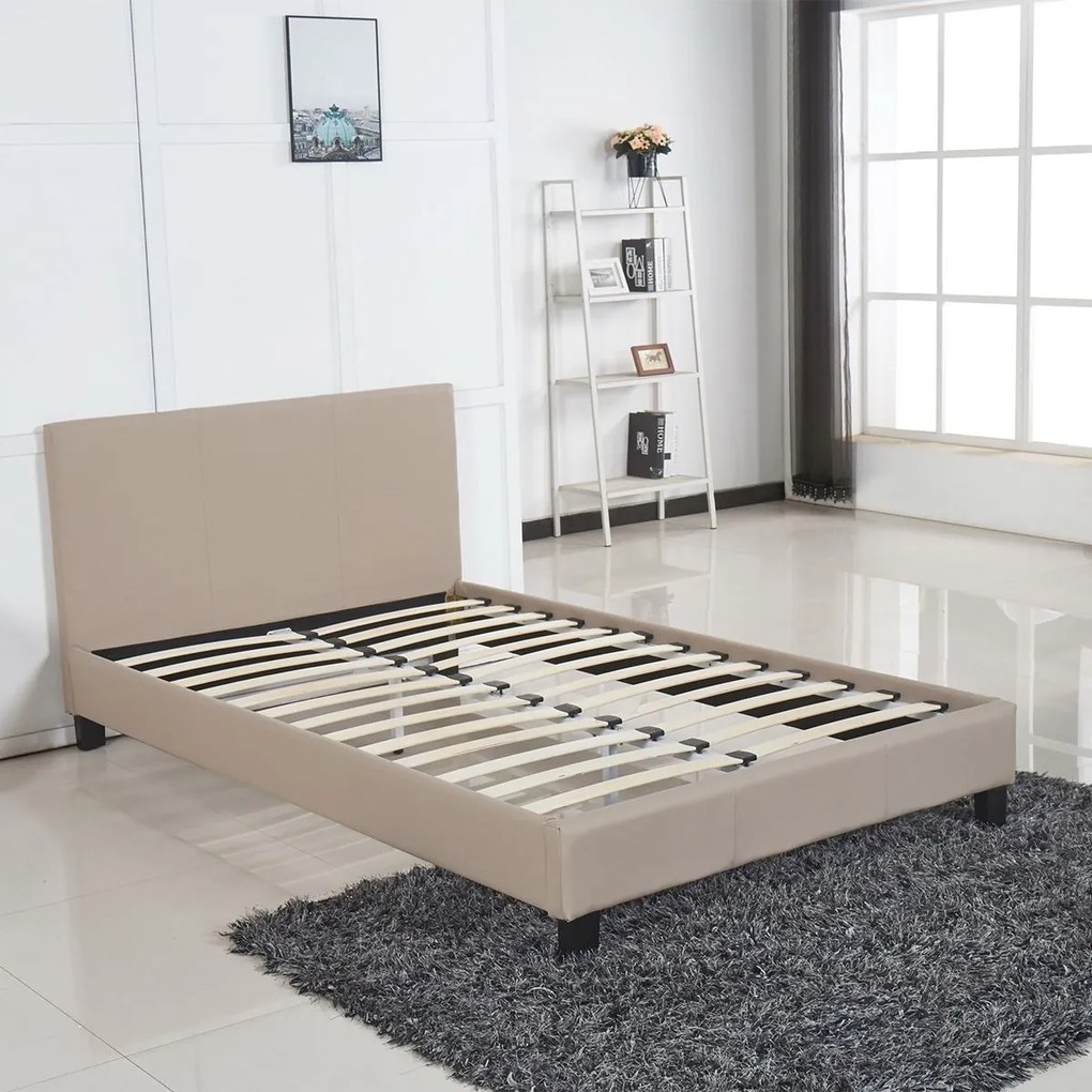 Κρεβάτι ArteLibre AZALEA Capuccino PU 213x131x88cm (Στρώμα 120x200cm)
