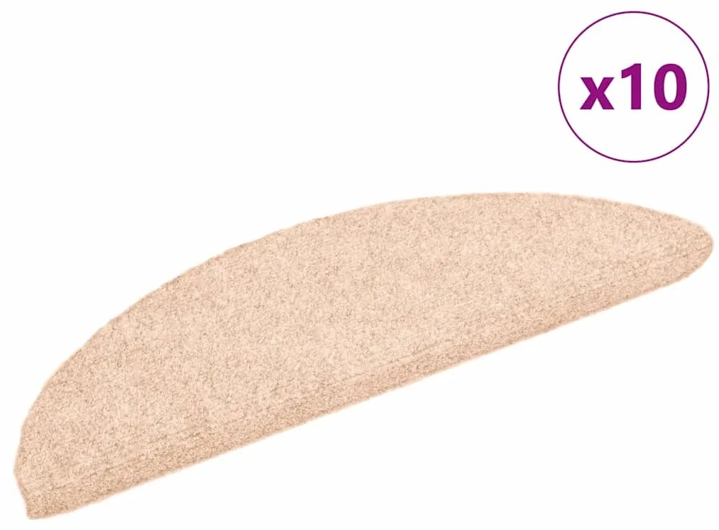 vidaXL Πατάκια Σκάλας Αυτοκόλλητα 10 τεμ. Κρεμ 56x17x3 εκ Βελονιασμένα