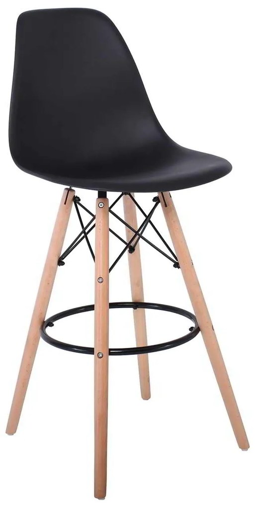 Σκαμπώ ART Wood BAR ABS Μαύρο (με πλάτη) 46x54x74/111cm (Σετ 2 ΤΕΜ)