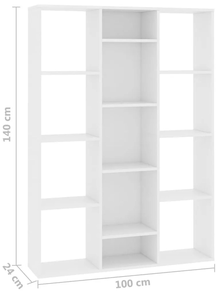 Διαχωριστικό/Βιβλιοθήκη Λευκό 100x24x140 εκ. από Επεξ. Ξύλο - Λευκό