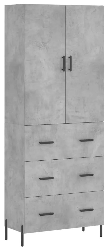 vidaXL Ντουλάπι Γκρι Σκυροδέματος 69,5x34x180 εκ. Επεξεργασμένο Ξύλο