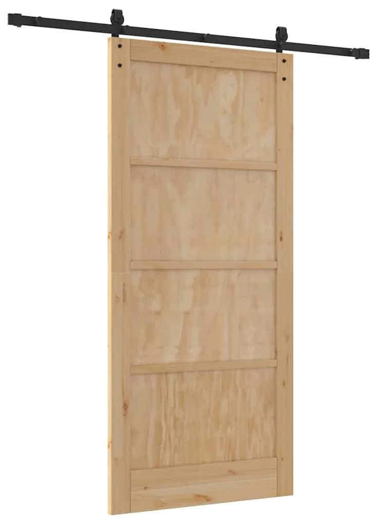 vidaXL Συρόμενη Πόρτα Φυσικό και μαύρο 93 x 202 cm