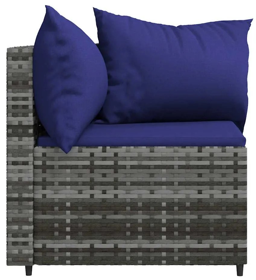 vidaXL Καναπέδες Κήπου Γωνιακοί 2 τεμ. Γκρι Συνθ. Ρατάν με Μαξιλάρια