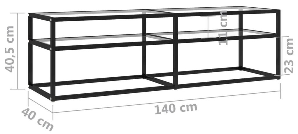 vidaXL Έπιπλο Τηλεόρασης Διαφανές 140x40x40,5εκ. από Γυαλί Ασφαλείας