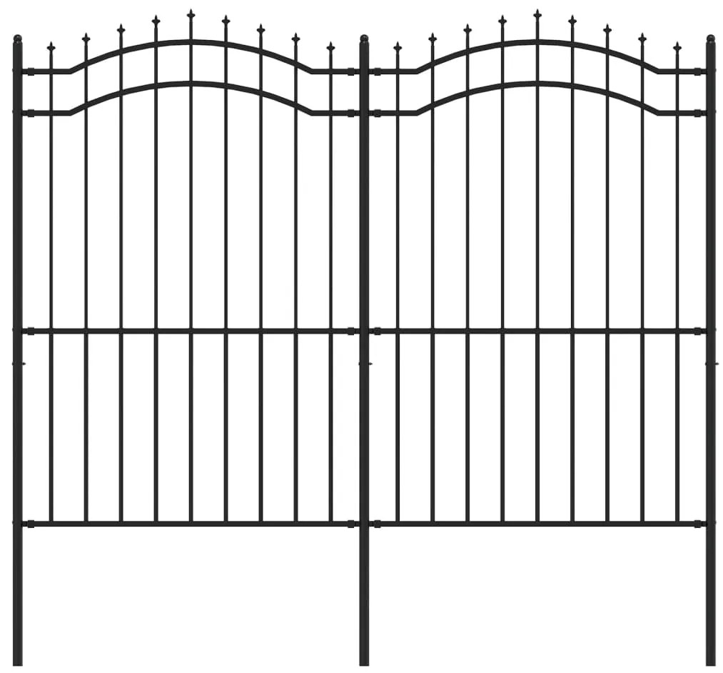 vidaXL Φράχτης με Ακίδες Μαύρος 222 εκ. Ατσάλι Ηλεκτροστ. Βαφή Πούδρας