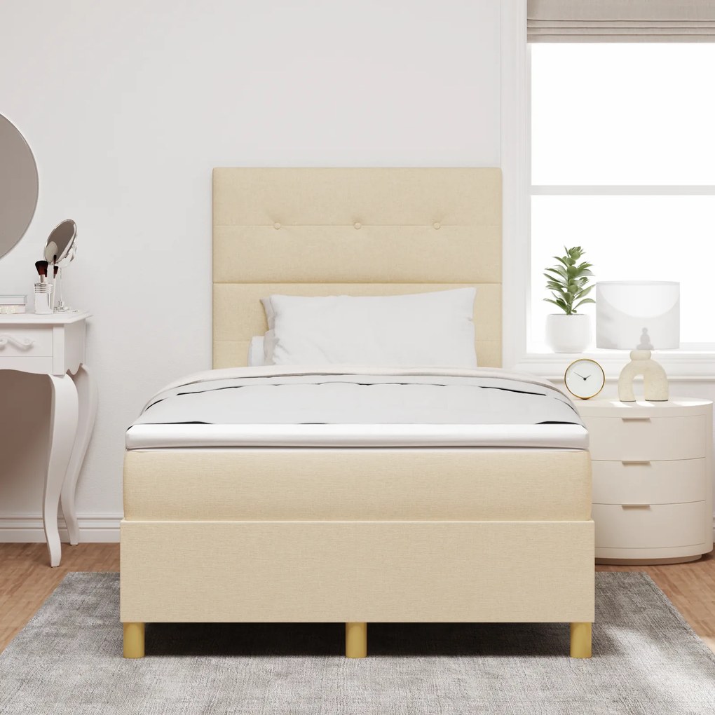 vidaXL Κρεβάτι με ελατήριο και στρώμα Κρεμ 120x200 εκ. Ύφασμα