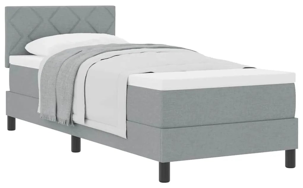 vidaXL Κρεβάτι box spring με στρώμα Ανοιχτό γκρι 80 x 200 cm ύφασμα