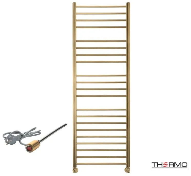 Thermo BELLAVIA Θερμαινόμενη πετσετοκρεμάστρα από ανοξείδωτο χάλυβα με ηλεκτρική λειτουργία 150x50cm Brushed Brass Gold PVD