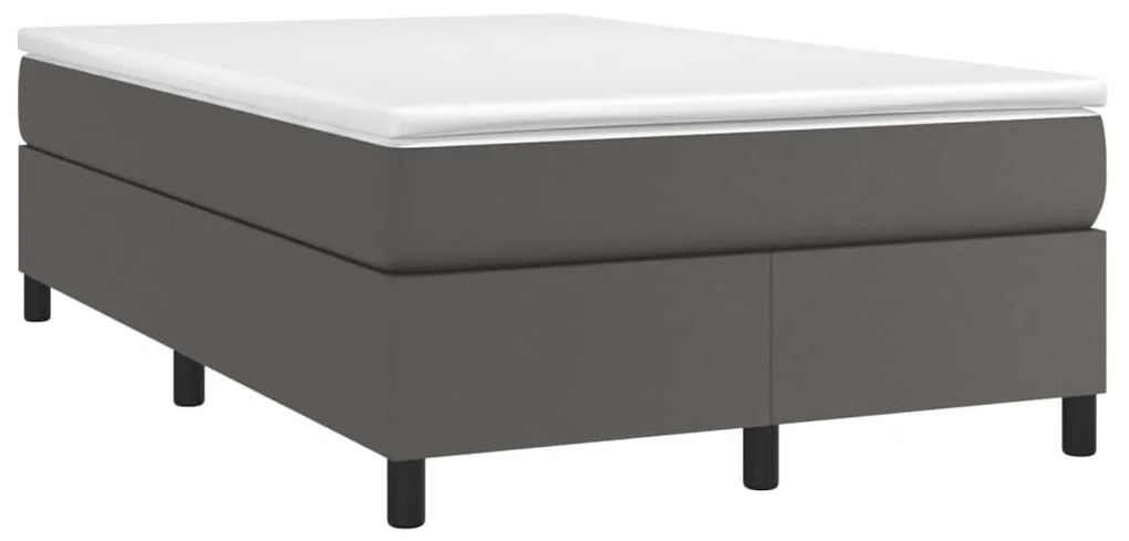 vidaXL Κρεβάτι Boxspring με Στρώμα Γκρι 120x200εκ. από Συνθετικό Δέρμα