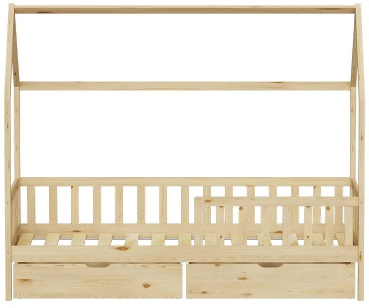 Κρεβάτι παιδικό Piccolo τύπου Montessori με 2 συρτάρια ξύλο πεύκου φυσικό 90x190 εκ. 90x190x160.5 εκ.