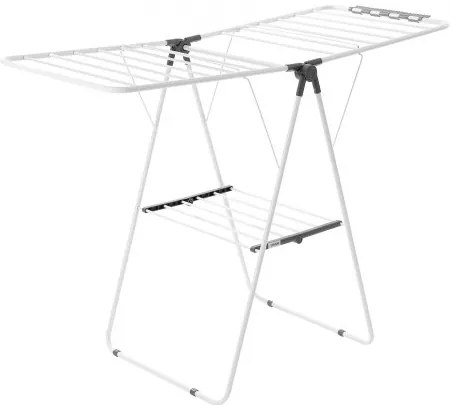 VEVOR 2-Tier Foldable Clothes Drying Rack with Sock Clips & 21 Drying Rods White