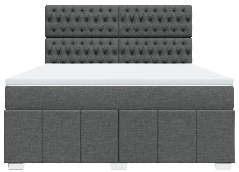 Κρεβάτι Boxspring με Στρώμα Σκούρο Γκρι 180x200 εκ Υφασμάτιν - Γκρι