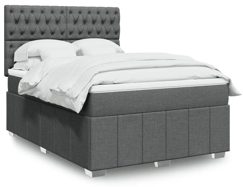 ΚΡΕΒΑΤΙ BOXSPRING ΜΕ ΣΤΡΩΜΑ ΣΚΟΥΡΟ ΓΚΡΙ 160X200 ΕΚ ΥΦΑΣΜΑΤΙΝΟ 3291727