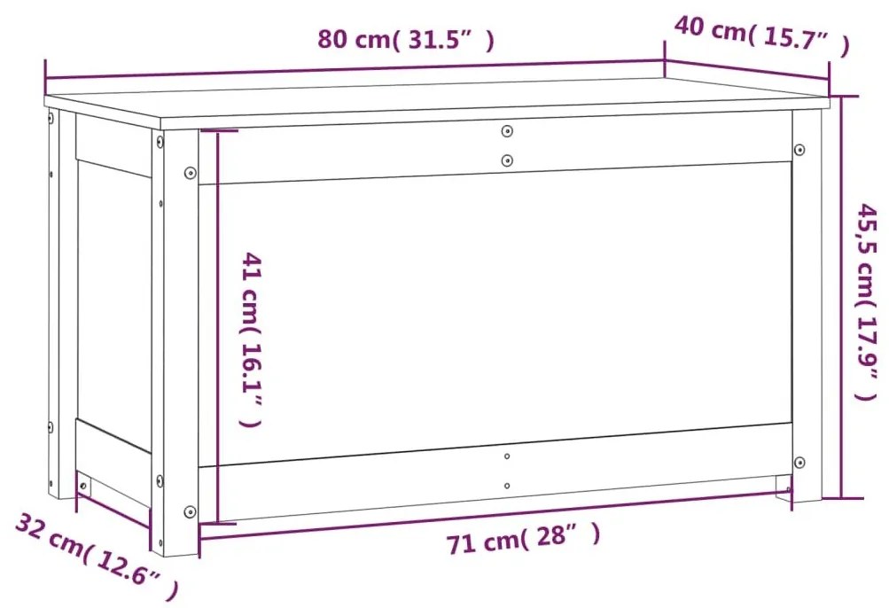 Κουτί Αποθήκευσης Λευκό 80x40x45,5 εκ από Μασίφ Ξύλο Πεύκου - Λευκό