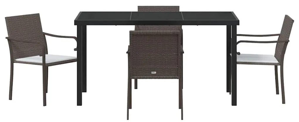 vidaXL Σέτ φαγητού για κήπο 5 pcs Καφέ και Μαύρο Ράτα PE