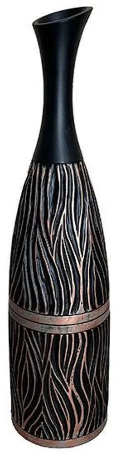 Βάζο 0038-223-036 14x14x60,5cm Black-Bronze Polyresin