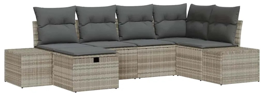 vidaXL Σετ Καναπέ Κήπου με μαξιλάρι 6 pcs Ανοιχτό γκρι συνθετικό ρατάν