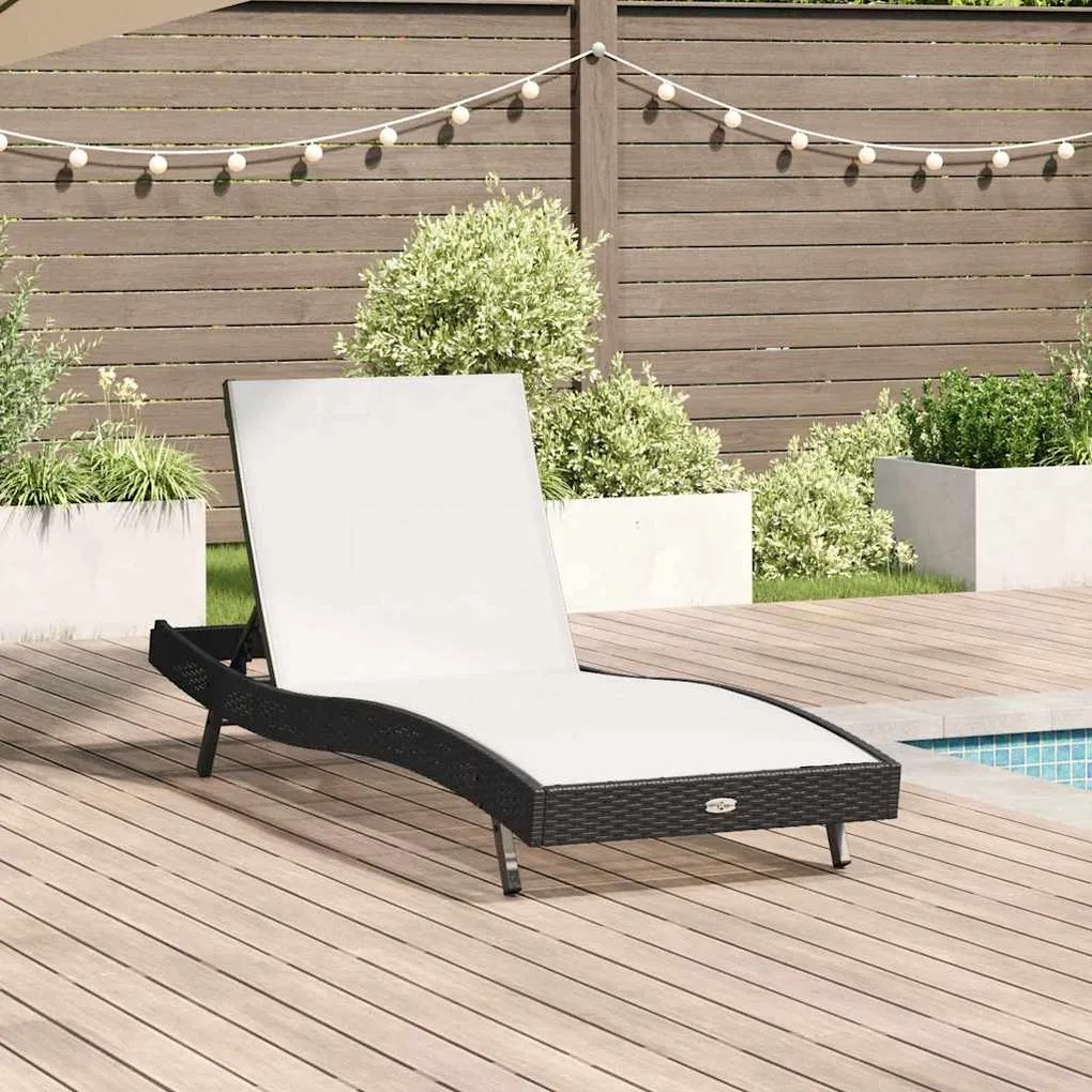 vidaXL Ξαπλώστρα Μαύρο, Λευκό 70 x 197 x 82 εκ. Πολυ-ρακί, Μέταλλο