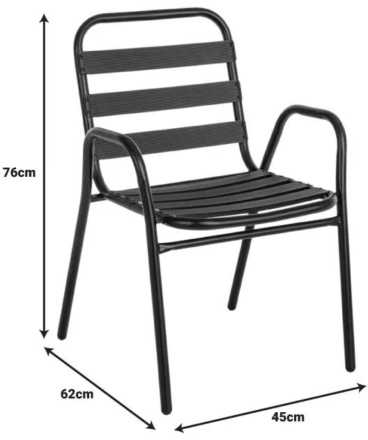 Σετ κήπου - Τραπεζαρία Watson-Sussie 3 τεμ. μέταλλο - γυαλί μαύρο Φ60x70 εκ. 60x60x70 εκ.