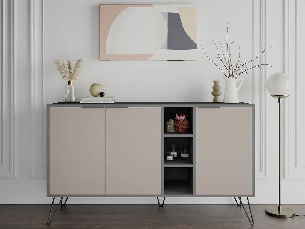 Ντουλάπι Ashburn 105, Ανοιχτό καφέ, Ανθρακί, 83x142cm, Αριθμός θυρών: 34cm, Πλαστικοποιημένη μοριοσανίδα | Epipla1.gr