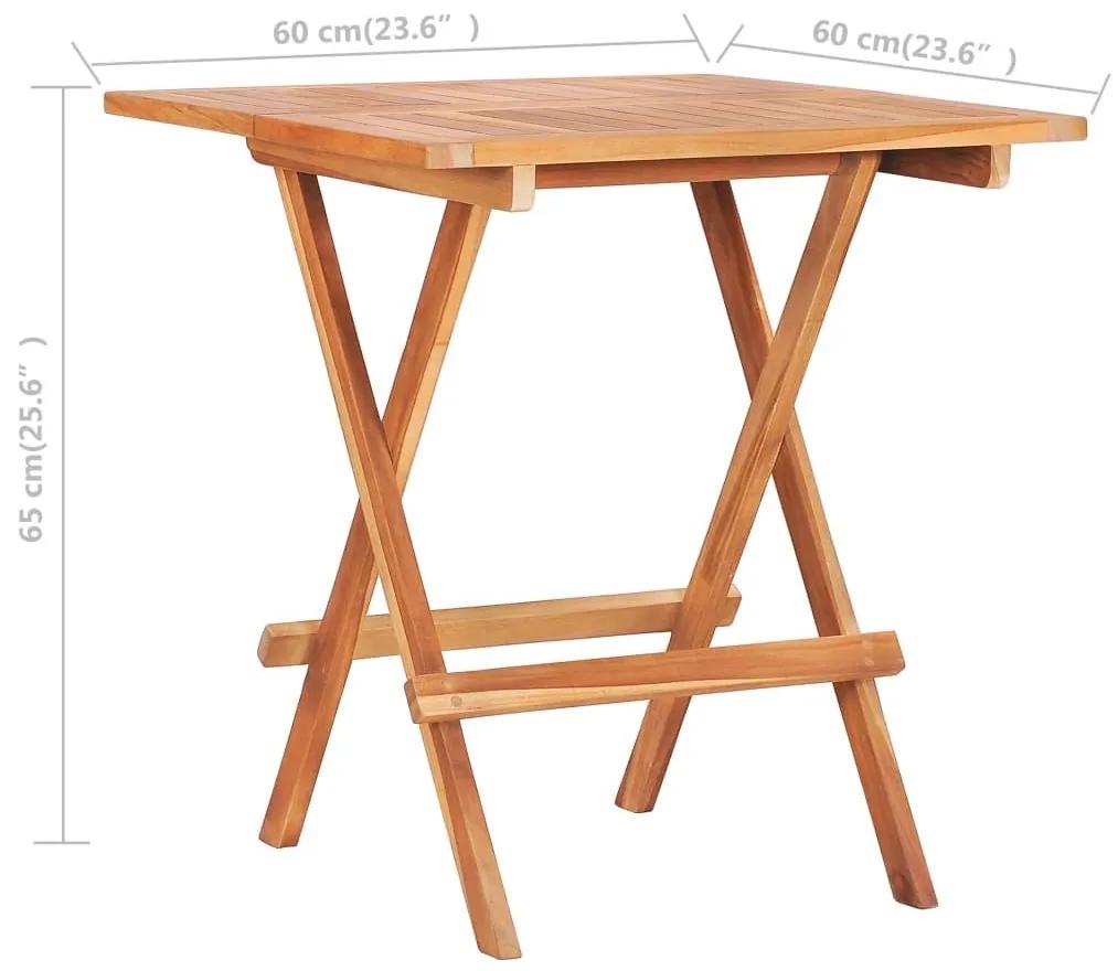 Τραπέζι Bistro Πτυσσόμενο 60 x 60 x 65 εκ. από Μασίφ Ξύλο Teak - Καφέ