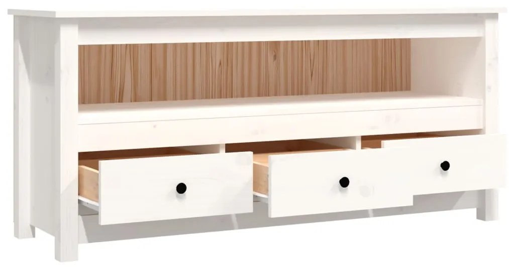 vidaXL Έπιπλο Τηλεόρασης Λευκό 114x35x52 εκ. από Μασίφ Ξύλο Πεύκου