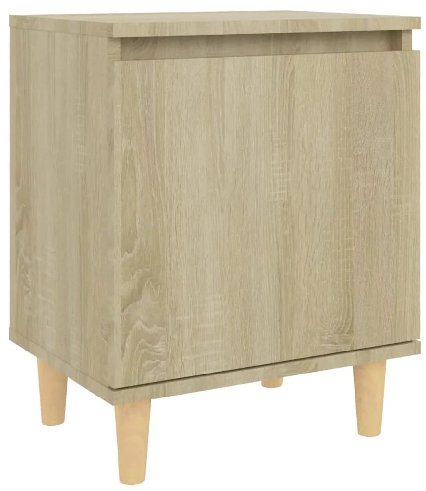 vidaXL Κομοδίνα 2 τεμ. Sonoma Δρυς 40x30x50εκ. & Πόδια από Μασίφ Ξύλο