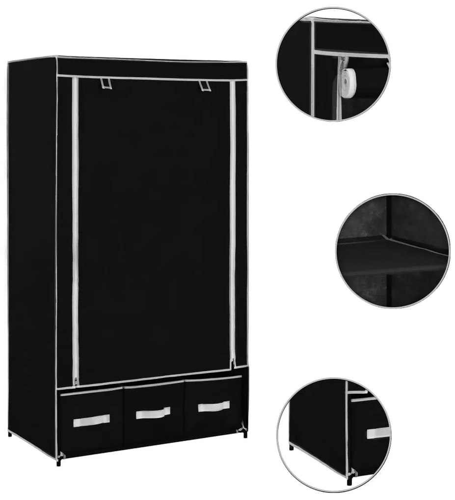 vidaXL 282457  Wardrobe Black 87x49x159 cm Fabric