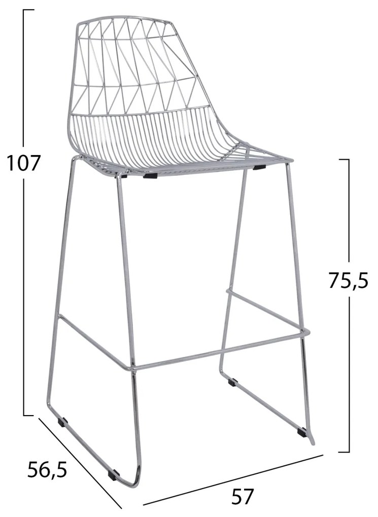 Σκαμπώ Bar Μεταλλικό Lux Χρωμίου 57x56,5x107 Εκ.