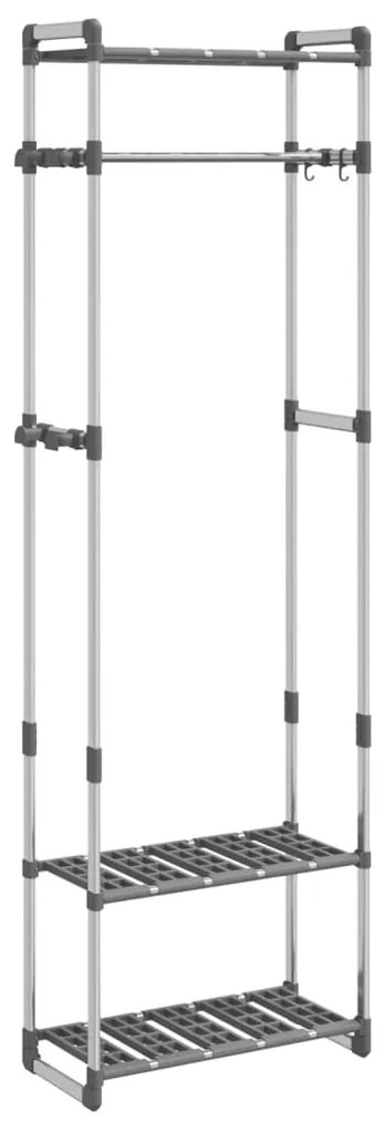 vidaXL Κρεμάστρα Ρούχων με 3 Επίπεδα Ασημί 59x29x192 εκ. Αλουμίνιο