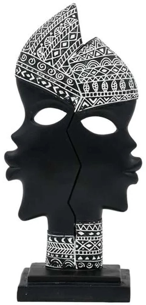 Διακοσμητική Φιγούρα African 374-225-464 12x6x25cm Black-White Πολυρεσίνη