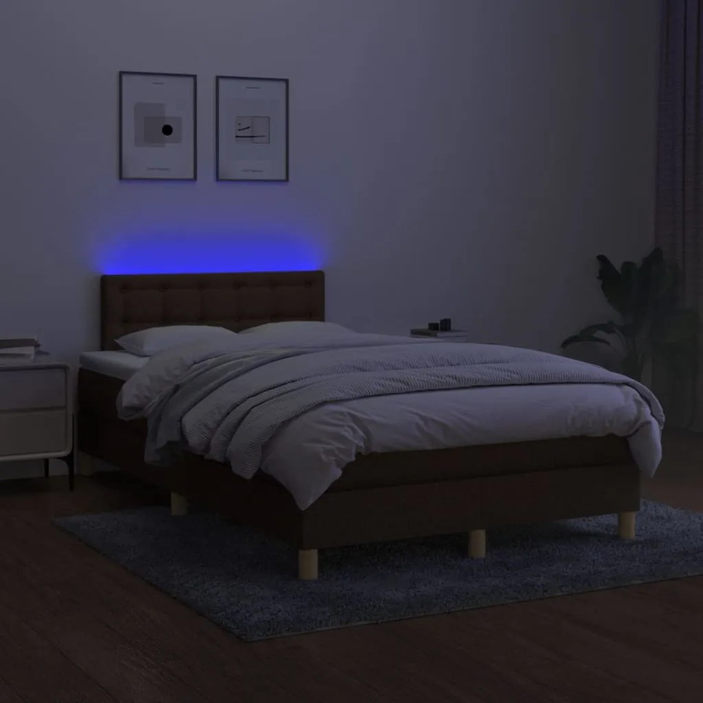 ΚΡΕΒΑΤΙ BOXSPRING ΜΕ ΣΤΡΩΜΑ &amp; LED ΣΚ.ΚΑΦΕ 120X200 ΕΚ ΥΦΑΣΜΑΤΙΝΟ 3134024