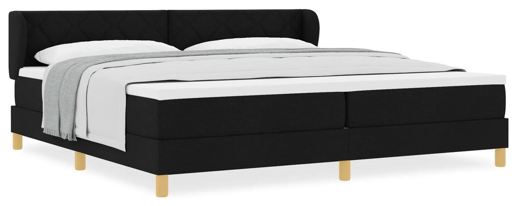 vidaXL κρεβάτι Box Spring με στρώμα - Μαύρο, 200x200 εκ, Υφασμάτινο