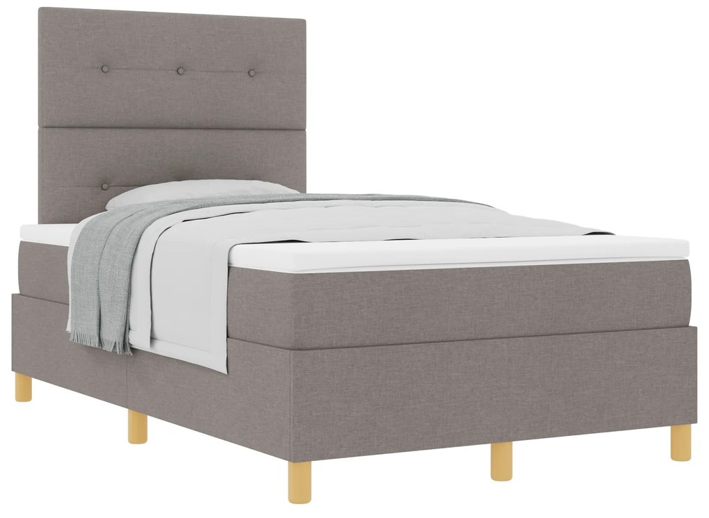 vidaXL Κρεβάτι με ελατήρια με στρώμα Taupe 120 x 200 cm ύφασμα