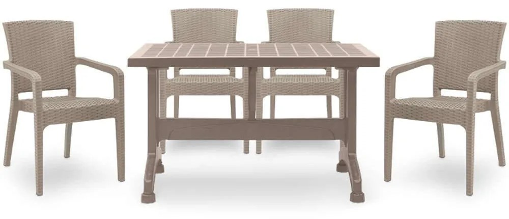 Τραπεζαρία Callan (Σετ 5Τμχ) 0226725 140x70cm Cappuccino Four Seater