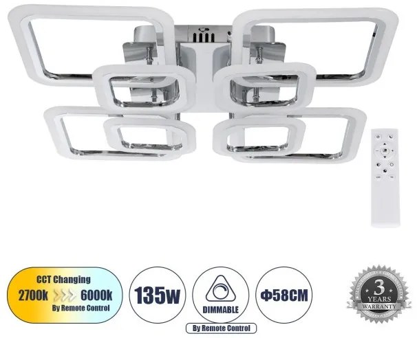 Φωτιστικό Οροφής LED CCT 135W 16200lm ROYAL-S Globostar-61326-Νίκελ Ματ 61326