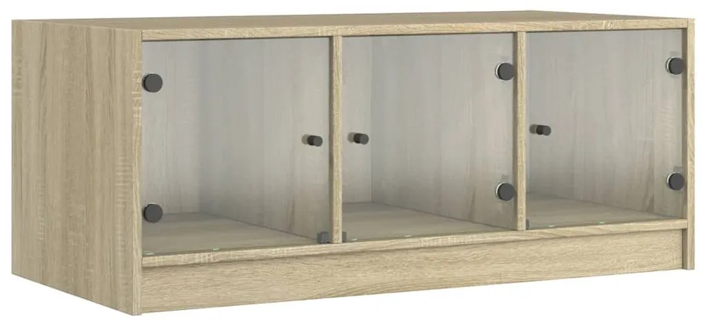 vidaXL Τραπεζάκι Σαλονιού Sonoma Δρυς 102x50x42 εκ. με Γυάλινες Πόρτες