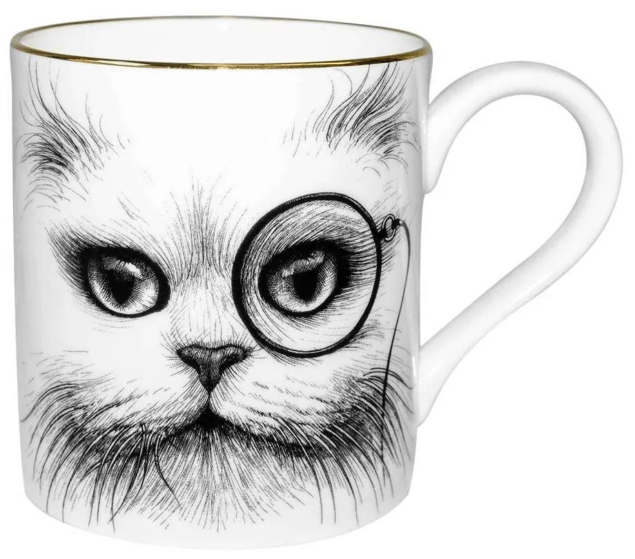 Κούπα Cat Monocle Majestic 09002-CM 9,4X8,4cm White-Black Rory Dobner Πορσελάνη