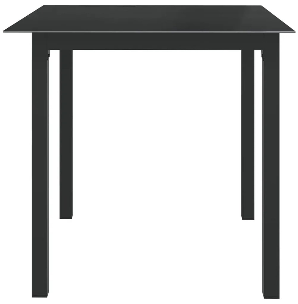 vidaXL Τραπέζι Κήπου Μαύρο 80 x 80 x 74 εκ. από Αλουμίνιο / Γυαλί