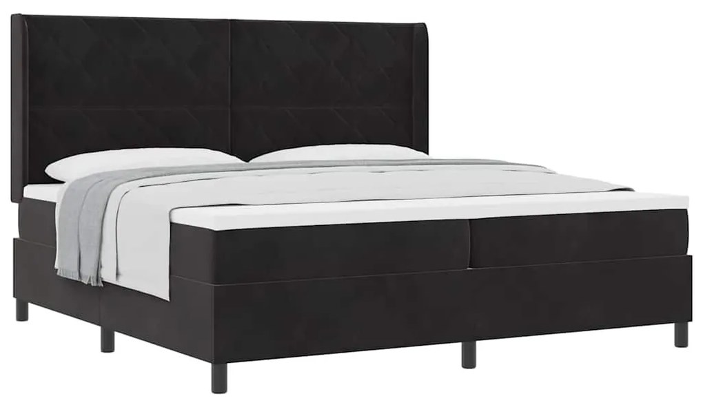 vidaXL Κρεβάτι με ελατήρια με κεφαλάρι Μαύρο 200 x 200 cm Βελούδο