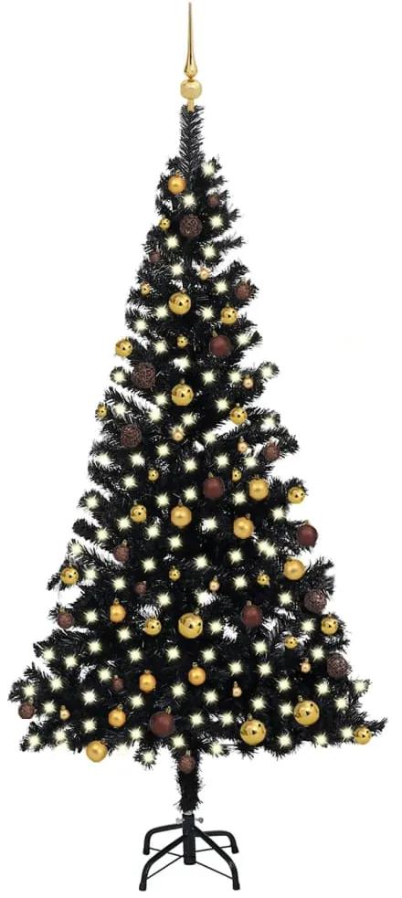 vidaXL Χριστουγεν. Δέντρο Προφωτισμένο Τεχνητό Μπάλες Μαύρο 210εκ