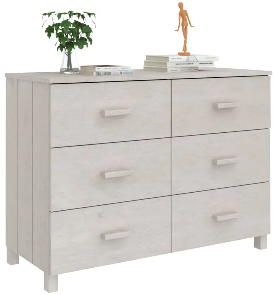 vidaXL Συρταριέρα HAMAR Λευκό 113 x 40 x 80 εκ. από Μασίφ Ξύλο Πεύκου