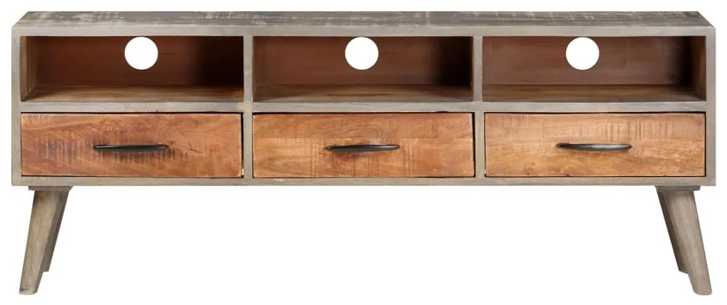 vidaXL Έπιπλο Τηλεόρασης Γκρι 130x35x51 εκ. Μασίφ Ακατέργαστο Μάνγκο