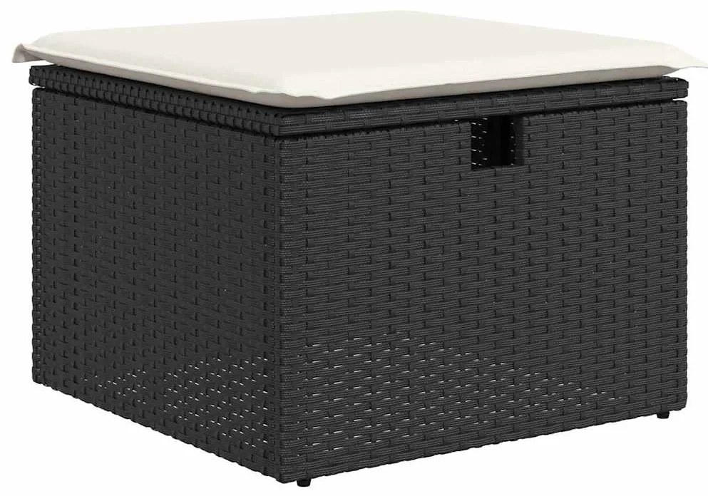vidaXL Σετ κήπου 6 τεμαχίων από poly rattan με μαξιλάρια σε μαύρο χρώμα.