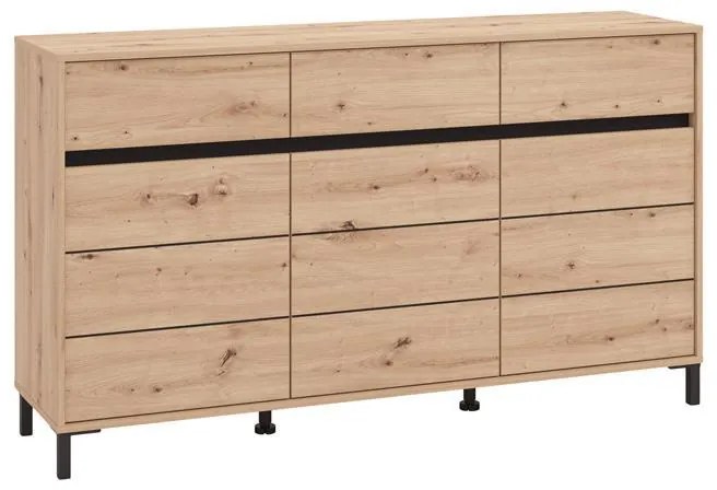 Μπουφές MARRON 157 3K3F3V Artisan oak - Μαύρο 157x40x90εκ. 157x40x90 εκ.