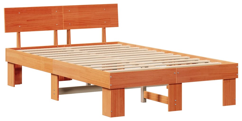 vidaXL Σκελετός Κρεβατιού Καφέ κεριού 140 x 190 cm Μασίφ ξύλο πεύκου