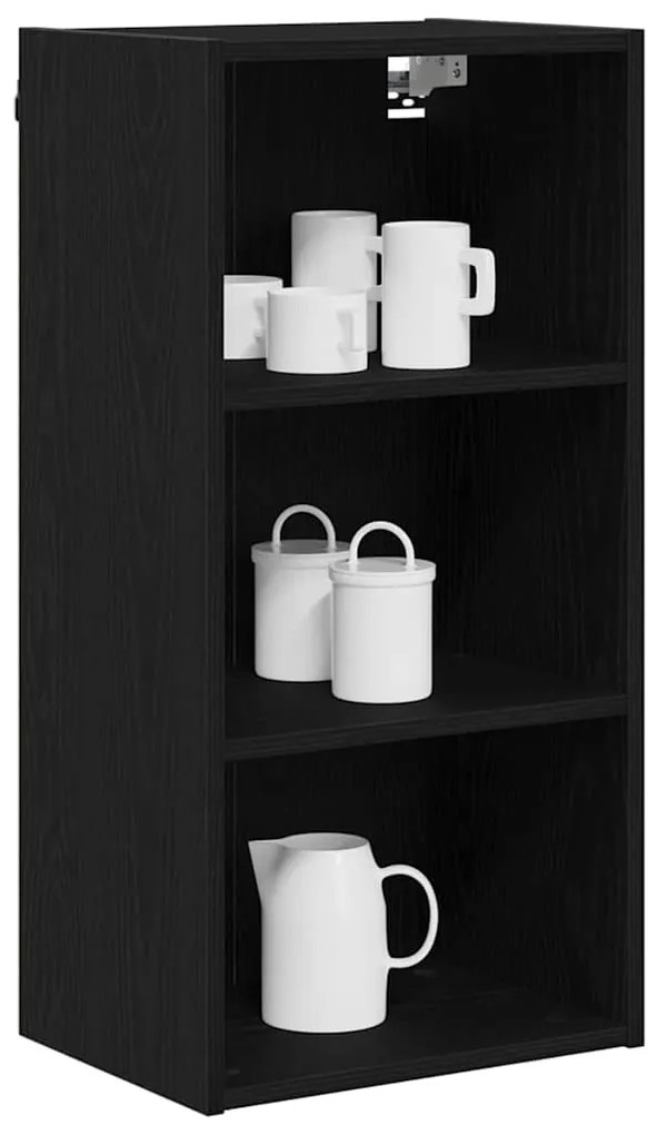 vidaXL Κρεμαστό ντουλάπι με αποθήκευση Μαύρη Οξυά 40 x 29,5 x 80 εκ.